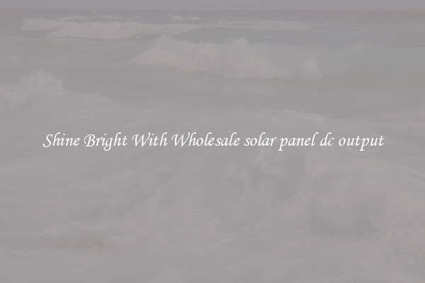 Shine Bright With Wholesale solar panel dc output