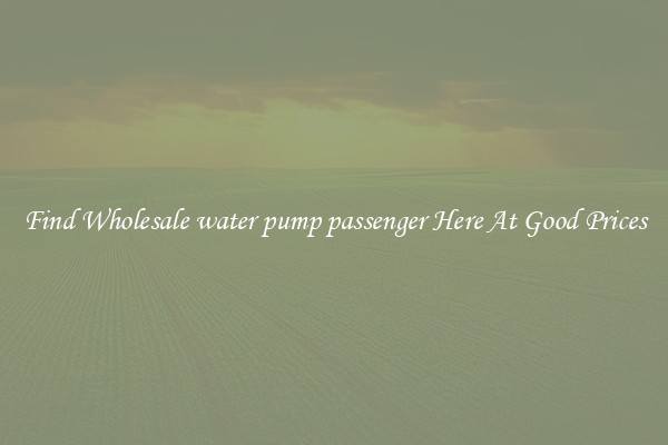 Find Wholesale water pump passenger Here At Good Prices