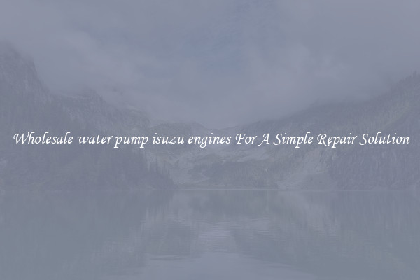 Wholesale water pump isuzu engines For A Simple Repair Solution
